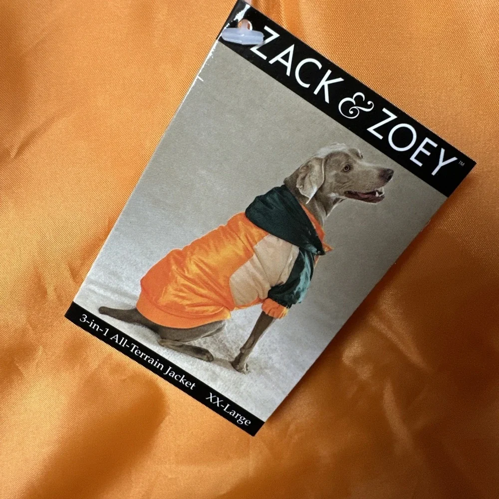 Zack & Zoey 3 In 1 All Terrain Dog Jacket XXL Hunter Green Orange Hooded NEW